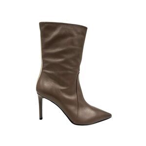 Borbonese Leather Ankle Boot with Side Zip Women Brown Boots